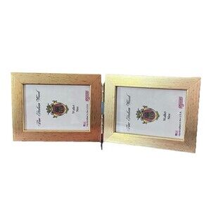 Galassi Double Photo Frame Fine Italian Wood • Handcrafted USA Wallet Size Gold